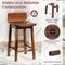 Set of 2 24.5" Swivel Wooden Bar Stools with Low Back and Rubberwood Legs